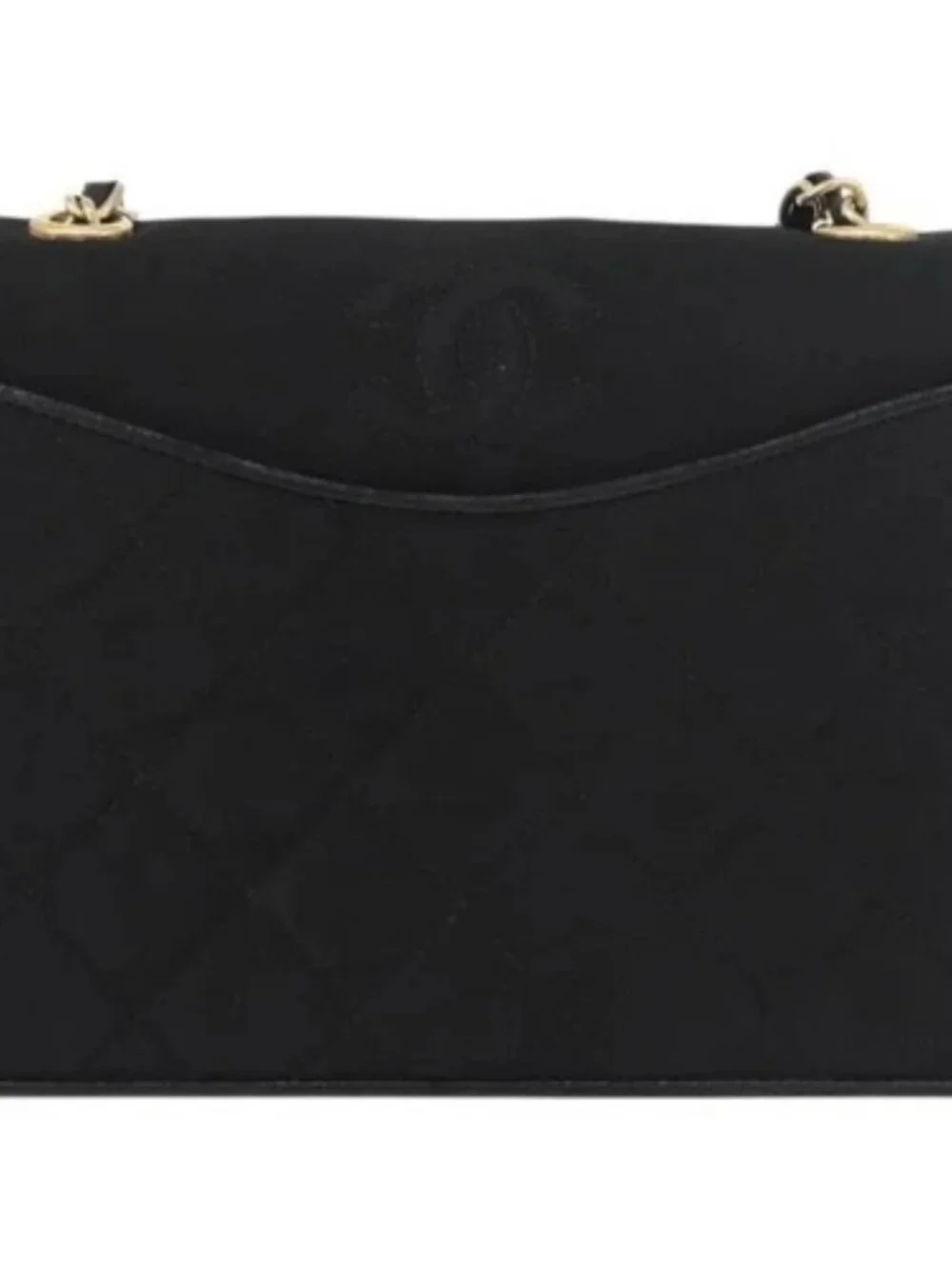 CHANEL Matelasse Chain Shoulder Bag Nylon Black Gold CC Auth 176872